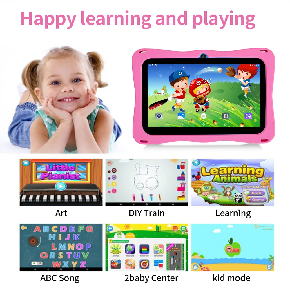 BDF 7 Inch Kid Android Tablet Android, 32GB ROM,1TB Expand,5G WiFi,4000MAH Battery,Dual Camera, Children's Gift Kids Software