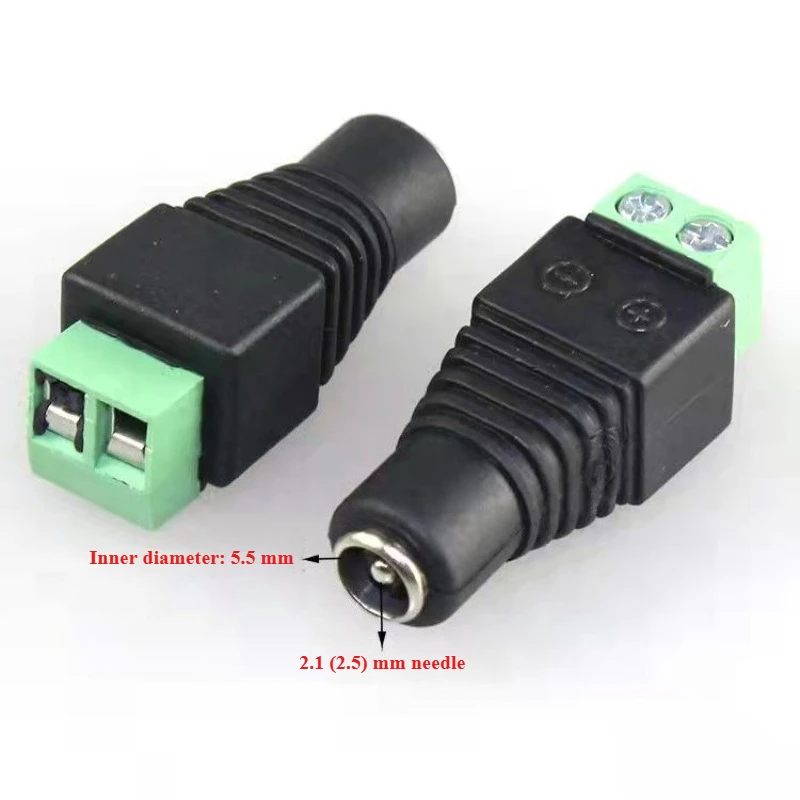DC Male and Female Power Connectors, Monitoring Power Connectors, DC Female-to-12V Adapter
