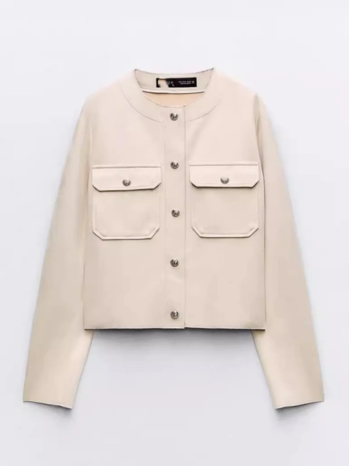 

Spring 2025 Women's Casual Faux Suede ort Jaet Outerwear New Arrival 25-29 Years Old Commute Sle round Ne Button Sve