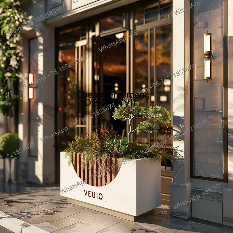 xqOutdoor Flower Box Iron Flower Outdoor Coffee Shop Leisure Area Fence Partition Planting Box