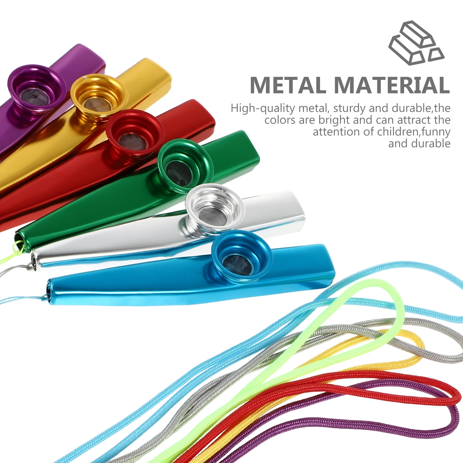 

6 pcs Kazoo Kids Toys Musical Metal Flute Musical Instrument Instrument with Hanging Rope Durable Bright Color Gifts