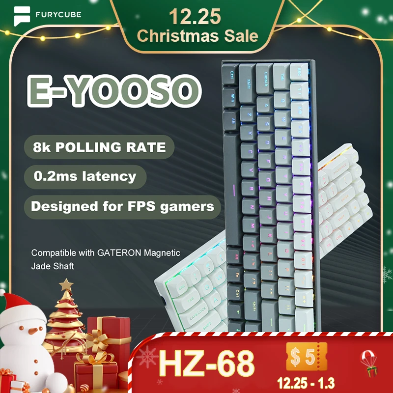 

FURYCUBE HZ-68 Magnetic Keyboard Esports Keyboard,8000hz Polling Rate,Customizable RGB / RT / DKS, FPS Same Champion Keyboards