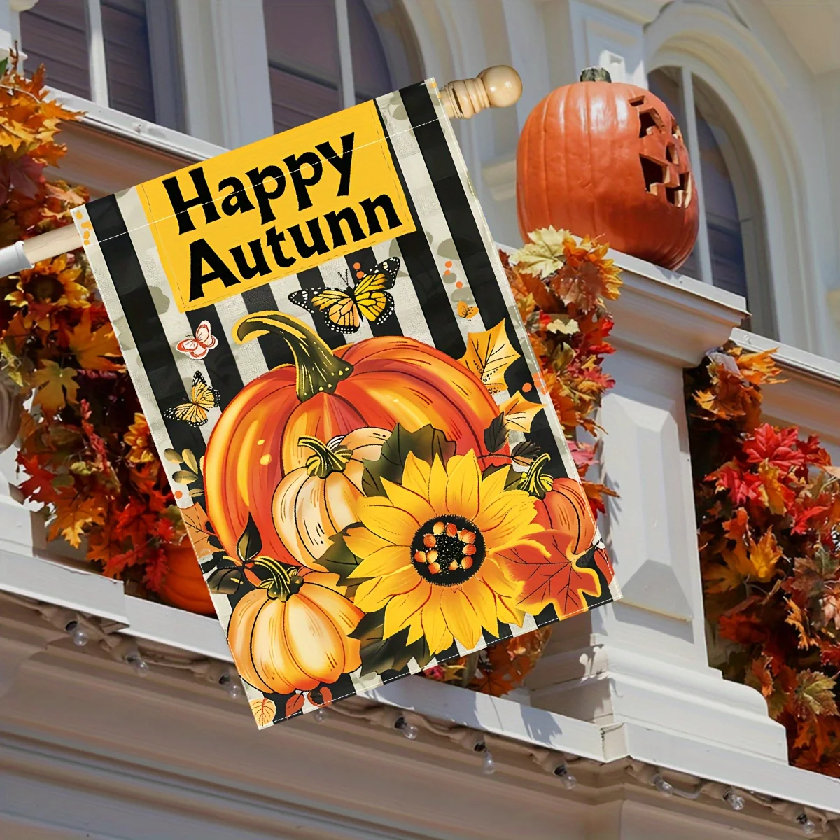 Happy Autumn Thanksgiving Garden Flag - 28x40 Inches, Double-sided, Outdoor Decoration, Lawn Flag, No Electricity Required