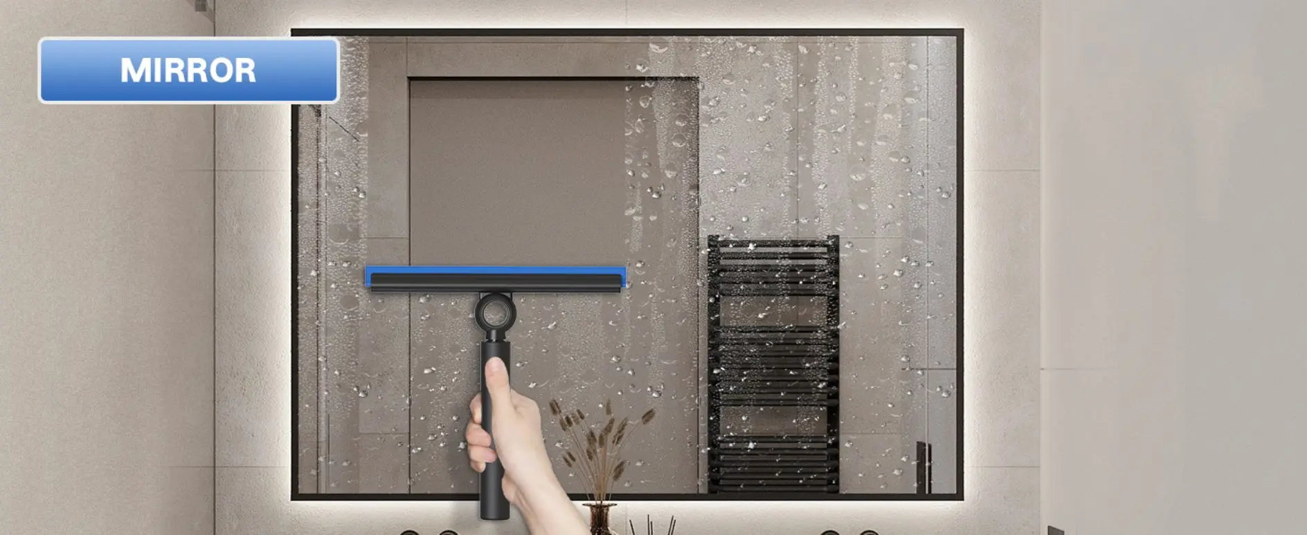 EHOMGUI Duschabzieher für Glastüren, Wischerschaber, Reiniger mit Teleskopgriff, Badezimmerspiegel, Wischerschaber, Glasreinigung – Detail 6