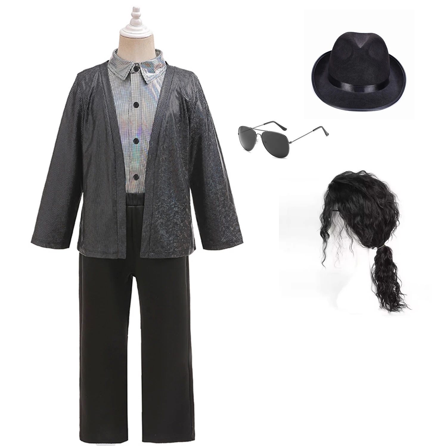 Soft and Comfortable Boys' clothing Michael Jackson long sleeved pants set Children's Michael MJ dance costume