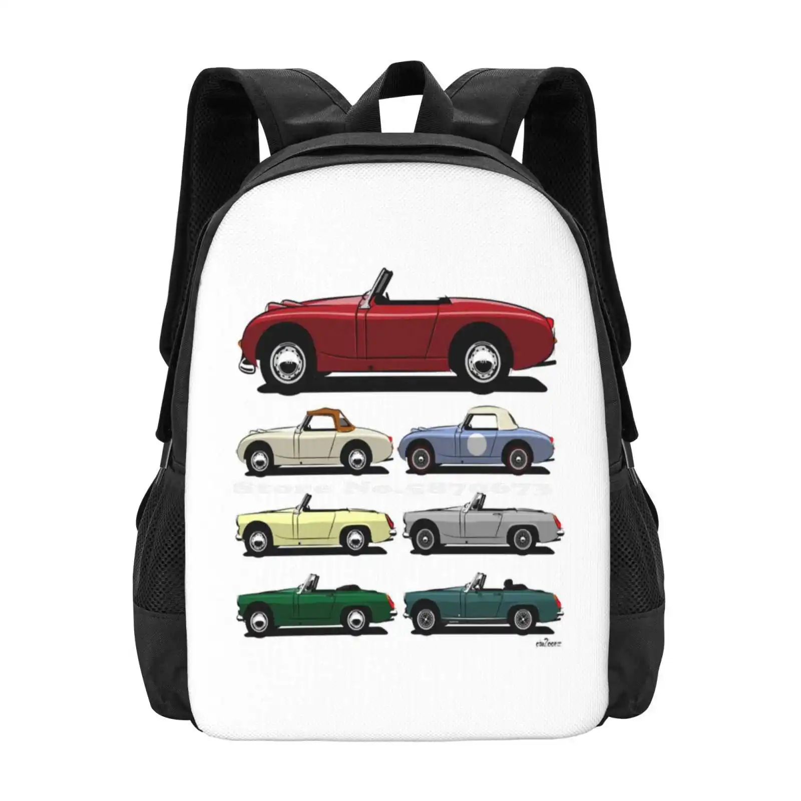 

Austin Healey Sprite Evolution Hot Sale Schoolbag Backpack Fashion Bags Bugeye Frogeye Sprite Midget Austin Healey Sprite Bug