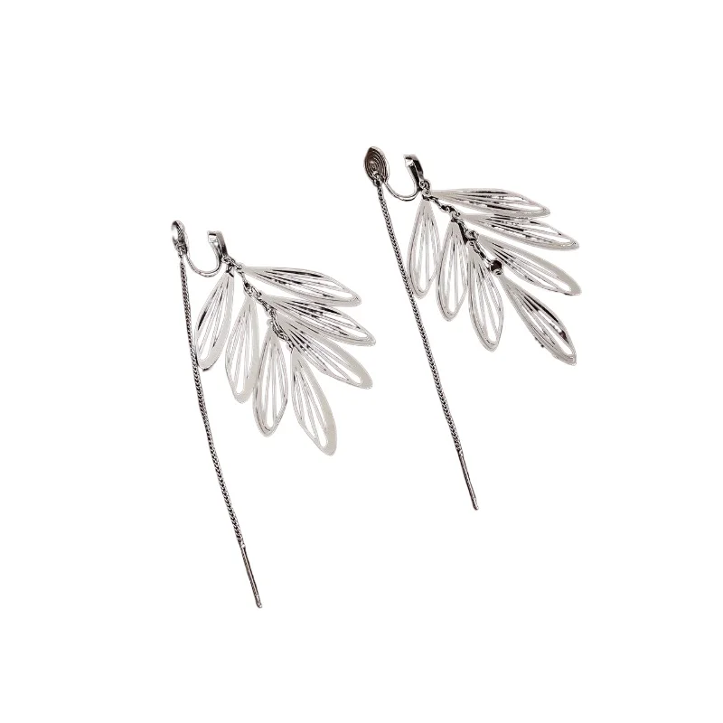 

Simple long fringed mosquito coil disc ear clips for women without ear piercings, large round face, suitable stud earrings,