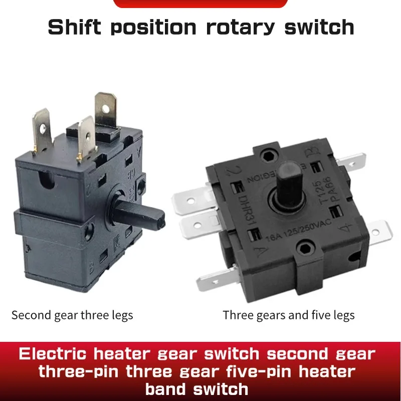 Electric Room Heater Position  3 Pin 5Pin  Rotary Switch Selector AC 250V 16A Radiator