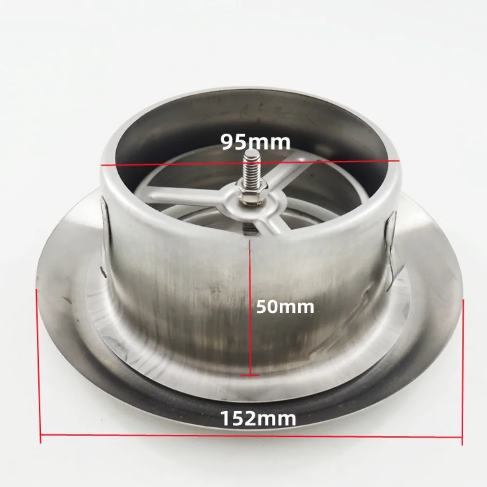 Ventilation outlet with spherical disc constructed from 304 stainless steel for use in bathroom fans and air conditioning units