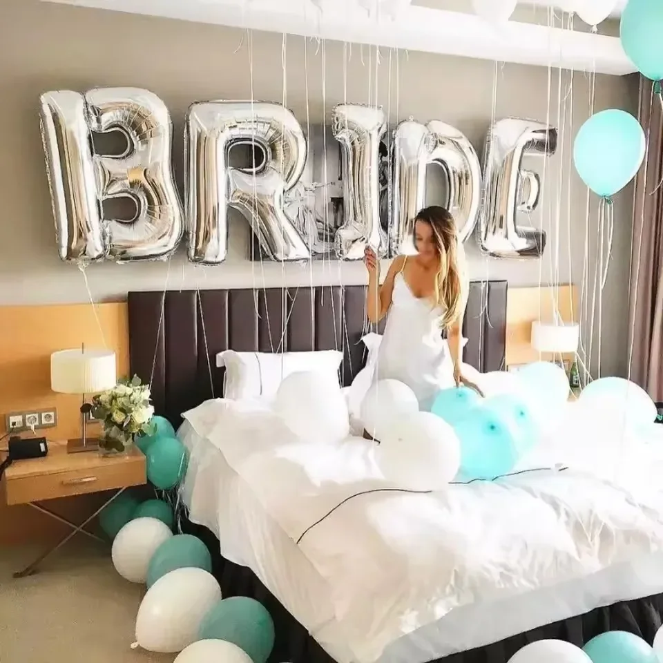 5 pièces 32 pouces lettre mariée pour être décorations de fête or Rose Photo accessoire feuille ballon nuptiale douche fête décors hélium fournitures