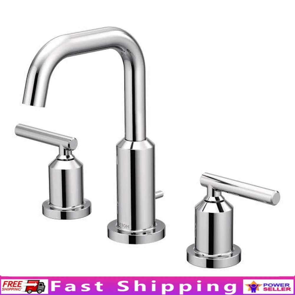 

Хромированный широко распространенный смеситель для ванной комнаты с двумя ручками, прочный смеситель для раковины, простая установка, современный дизайн, светильник для ванной комнаты, 4,4 фунта