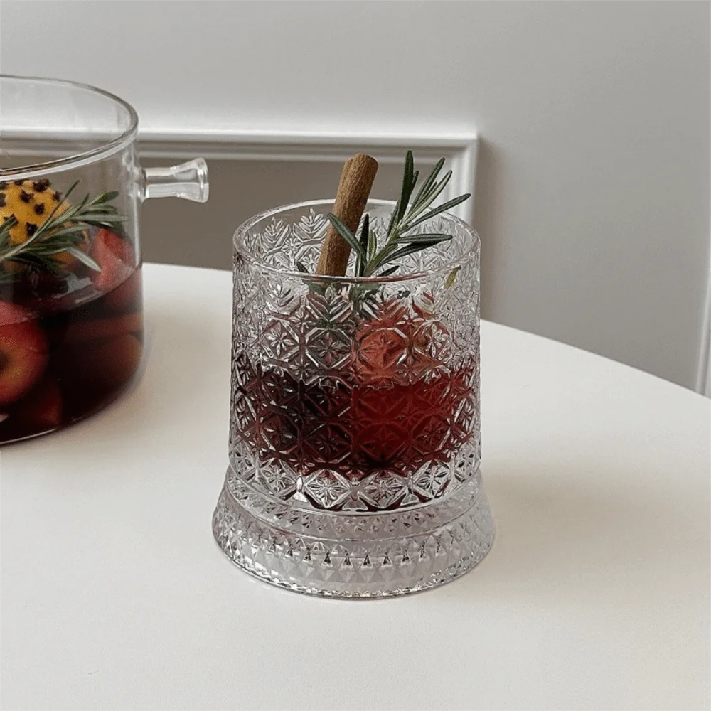 360 Degree Rotating Glass Wine Glass Transparent Thickened Drinking Glasses Glowing Base Crystal Relief Liquor Cup Party