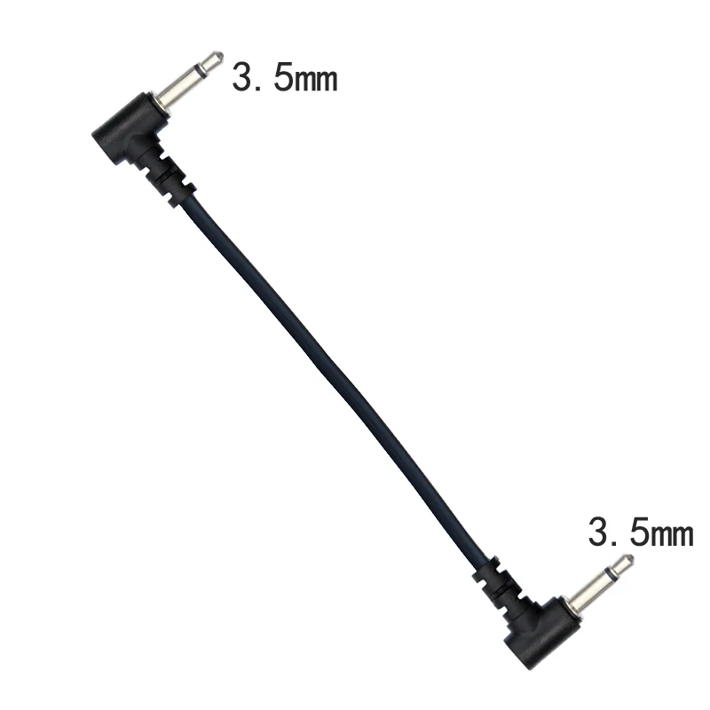 20cm Short 2 Pole 3.5mm Mono Male to Male Plug Dual Angled  AUX Audio Cable