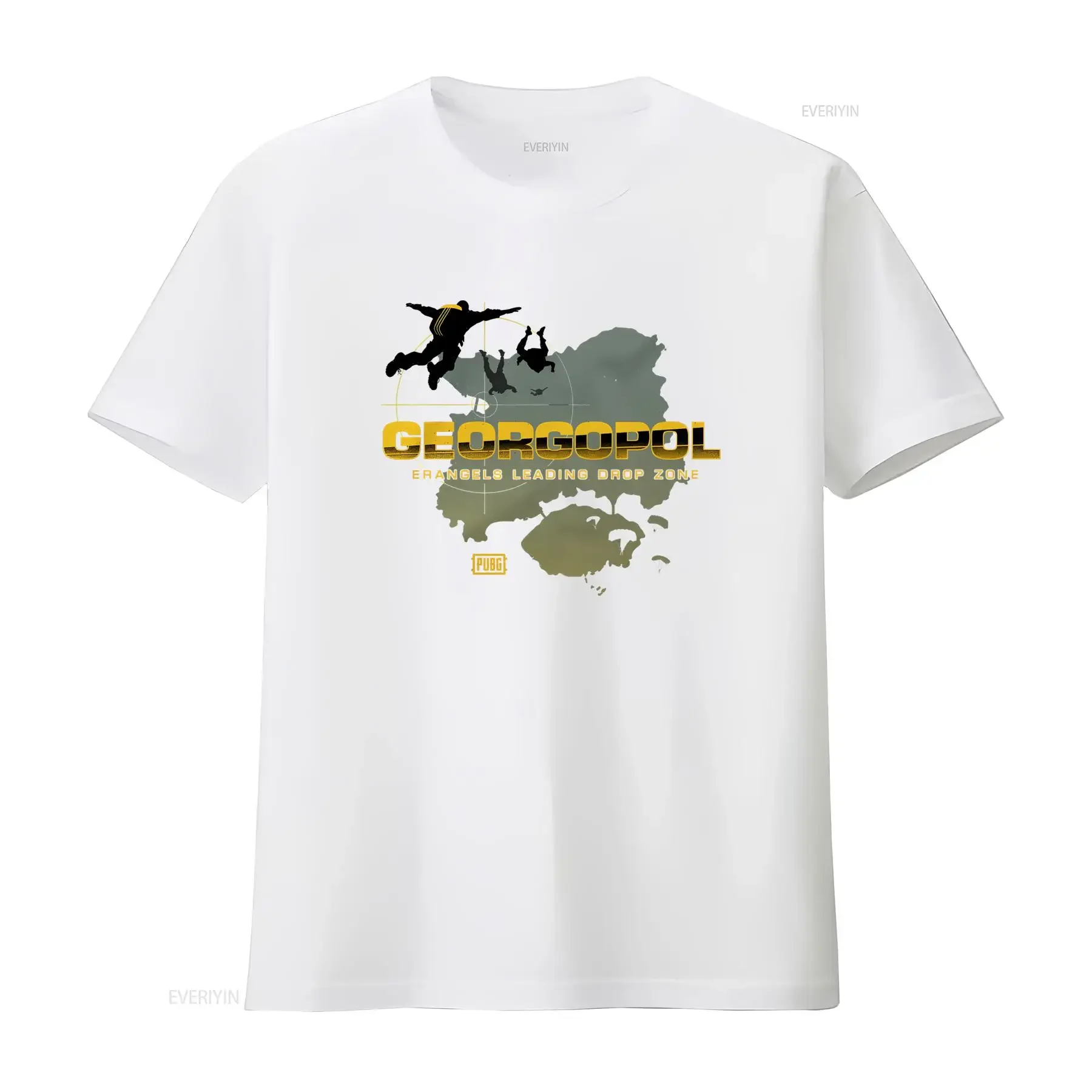 PUBG Player Unknown Battleground Mens T Shirt Georgopol Skydiving Pic Design Game Inspired vintage Washed streetwear graphic