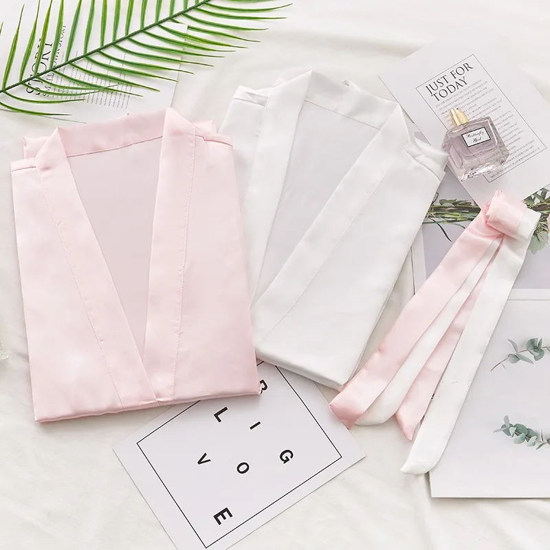 

Утренний халат для невесты, пеньюар для подружек невесты, свадебная пижама, весенне-осенний шелковый халат из тонкого ледяного шелка для женщин