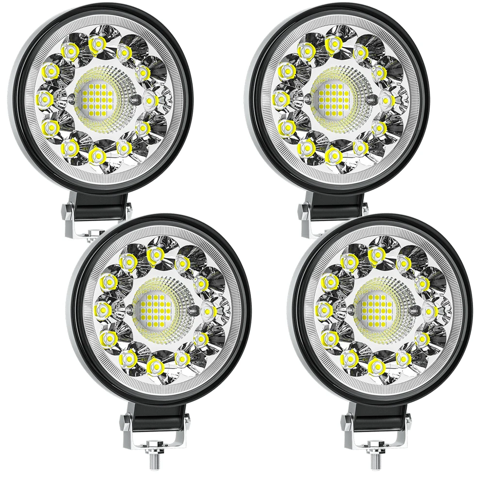4 قطعة 4 بوصة عمود إضاءة LED الطرق الوعرة 4X4 الأضواء 12 فولت 24 فولت العمل ضوء بار ل جيب شاحنة سيارة جرار SUV ATV Barra LED المصابيح الأمامية #1