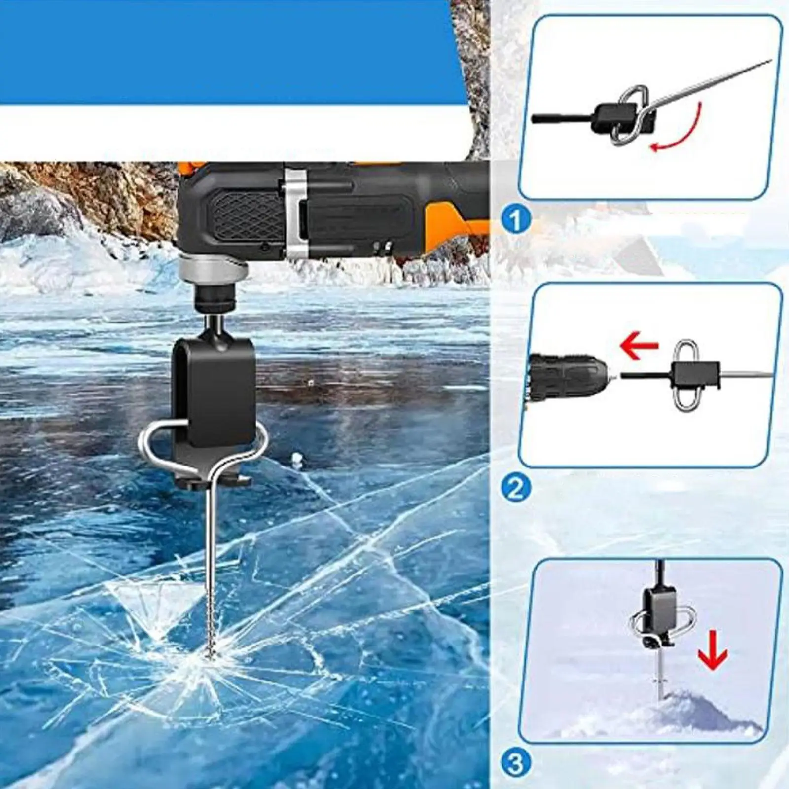 Sturdy Ice Anchor Drill Adapter Kit with Tent Stakes Portable Fishing Tent Tools for Ice Shelter - view 4