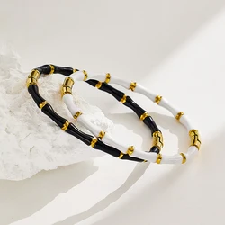 Fashion Round Colorful Oil Drop Stainless Steel Bracelets For Women Men Gold Closed Bracelet Party Daily Jewelry