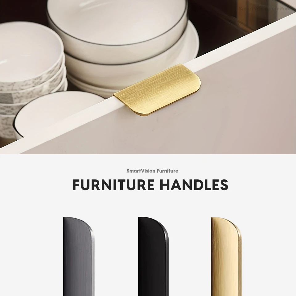 3/6Pcs Cabinet Door Handle Kitchen Cupboard Door Pulls Modern Simple Cabinet Minimalist Drawer Handle Furniture Handle Hardware