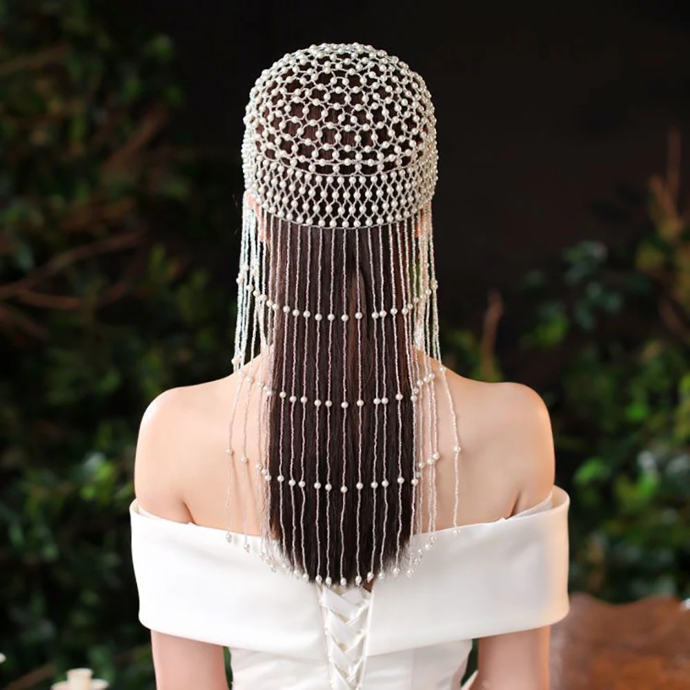 Bohemian tassel imitation pearl headpiece stage runway party fashionable women's headwear jewelry