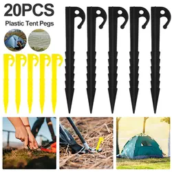 20pcs Plastics Tent Stakes Heavy Duty Tent Pegs 5.7inch Tent Pegs Spike Hook Lengthen Spiral Type Canopy Stakes For Gardening
