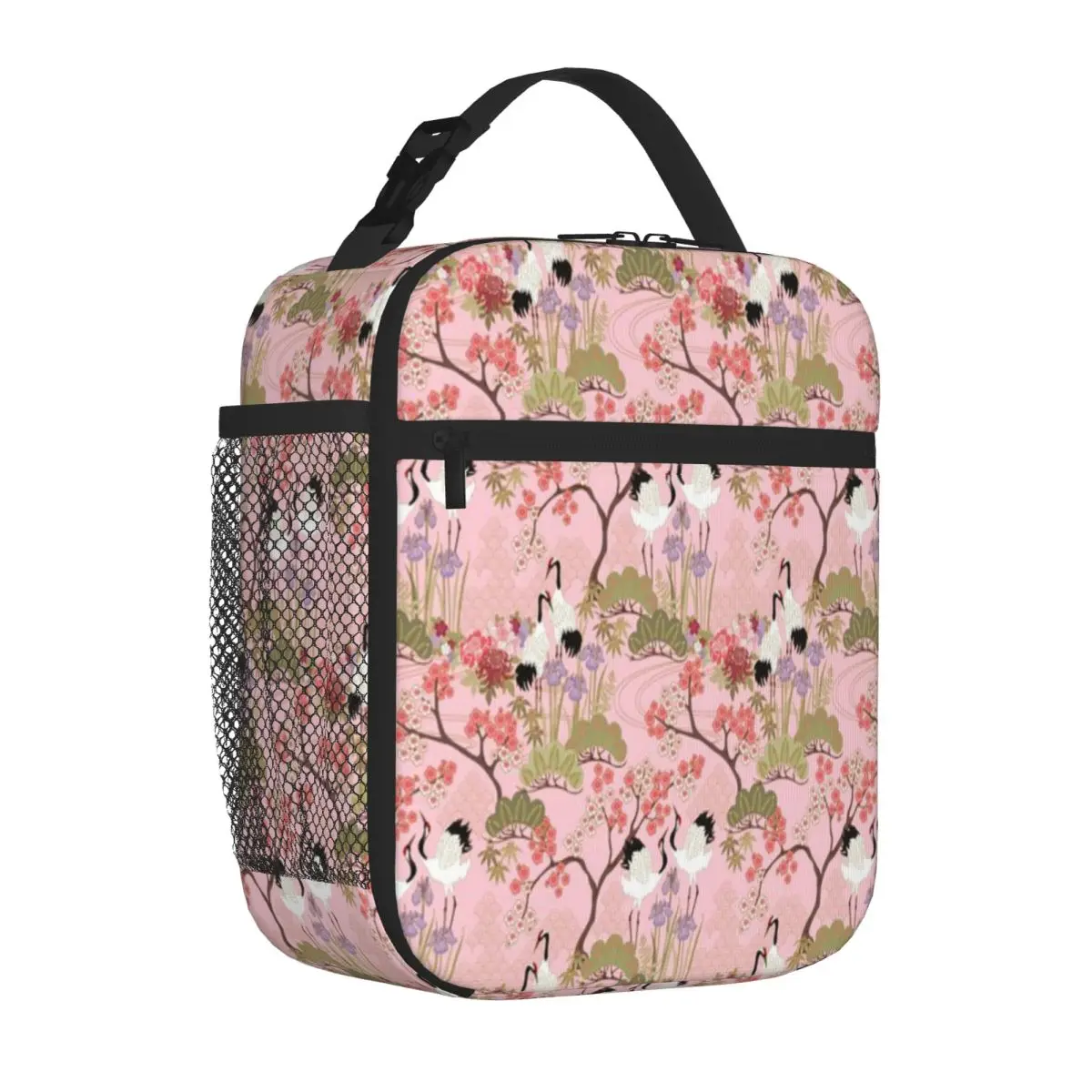 Hot Sale Japanese Garden In Pink Animal Print Food Storage Bag Corporate Lunch Lightweight Lunch Bag