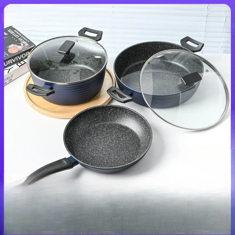 Household wok thickened, binaural stew pot, multi-functional health soup pot with lid gift, set pot