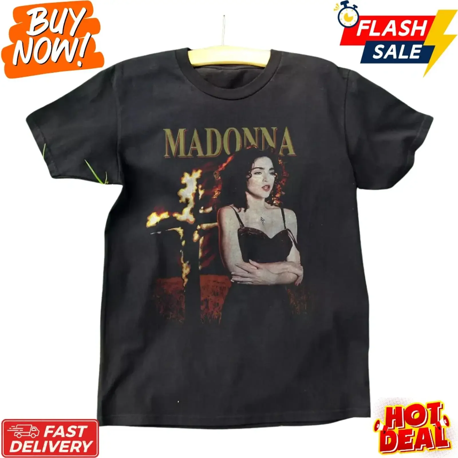 Madonna Like A Prayer Inspired Retro Fan Made Vintage Style T Shirt S 5XL vintage Washed Unisex Slightly Casual Stretched