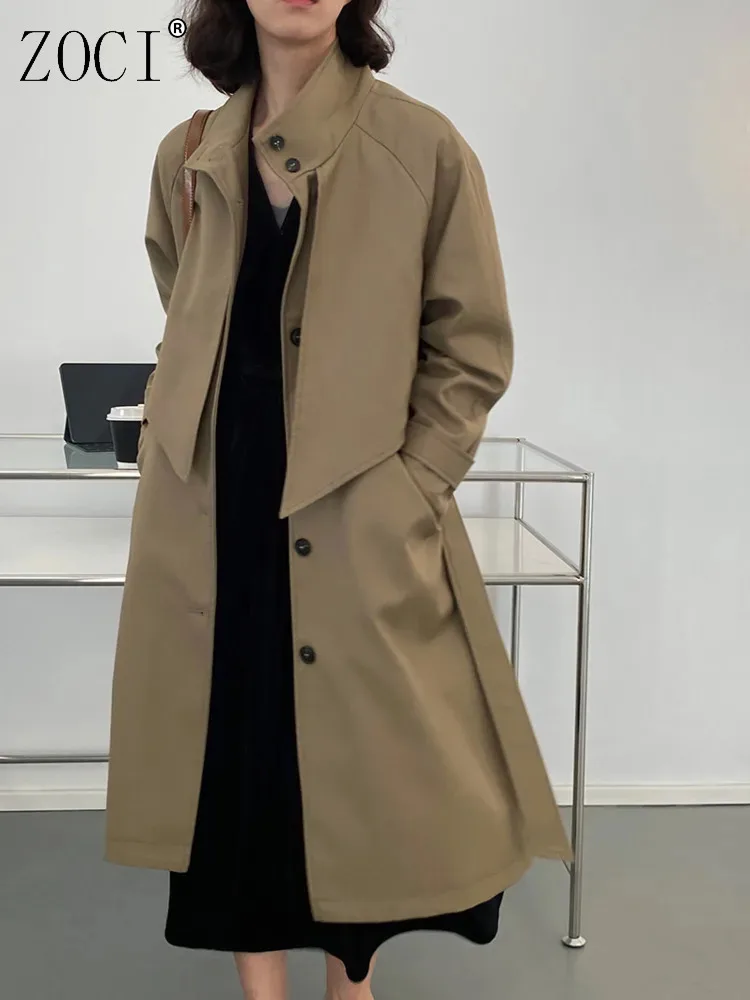 

ZOCI Fashion Trench Coat For Women Irregular Single Breasted Loose Windbreaker 2025 Spring New Streetwear Clothing 2025 FC1297