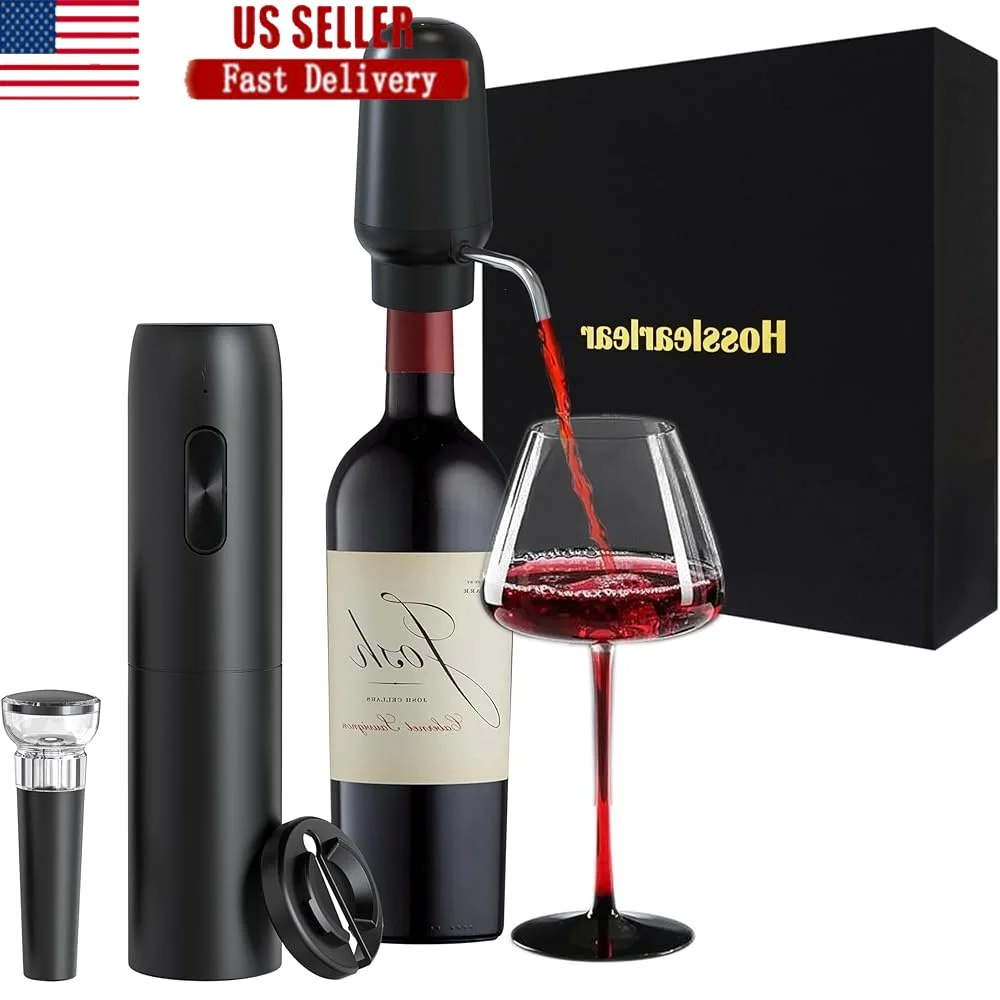 

Electric Wine Opener Set Rechargeable Dispenser Foil Cutter Vacuum Stoppers Effortless Wine Enjoyment