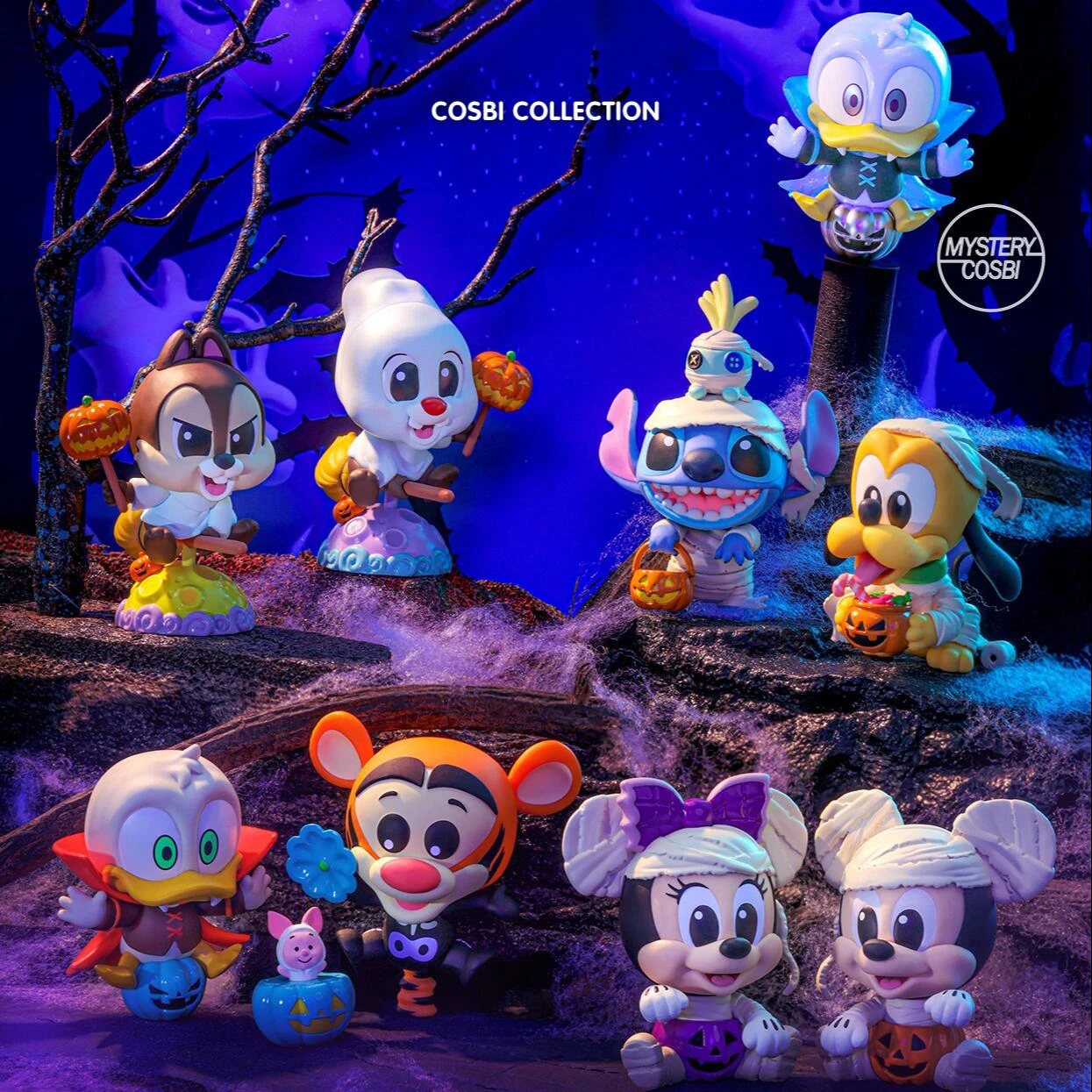 

Genuine Mickey Mouse And Friends Pumpkin Party Series Blind Box Kawaii Cartoon Stitch Mickey Figure Halloween Gifts For Kids