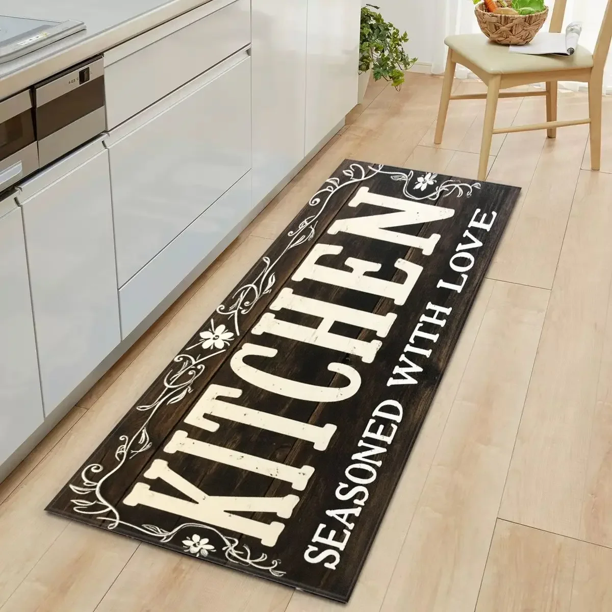 VIKAMA American Vintage Kitchen Mat—Stain-Resistant and Non-Slip Kitchen, Laundry Room, Hallway, and Corridor Rug for Home Decor