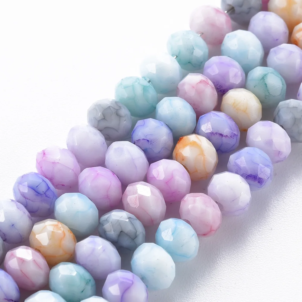 

10 Strand Faceted Opaque Baking Painted Glass Beads 6mm Imitation Stones Rondelle Beads Strands for jewelry DIY making Decor