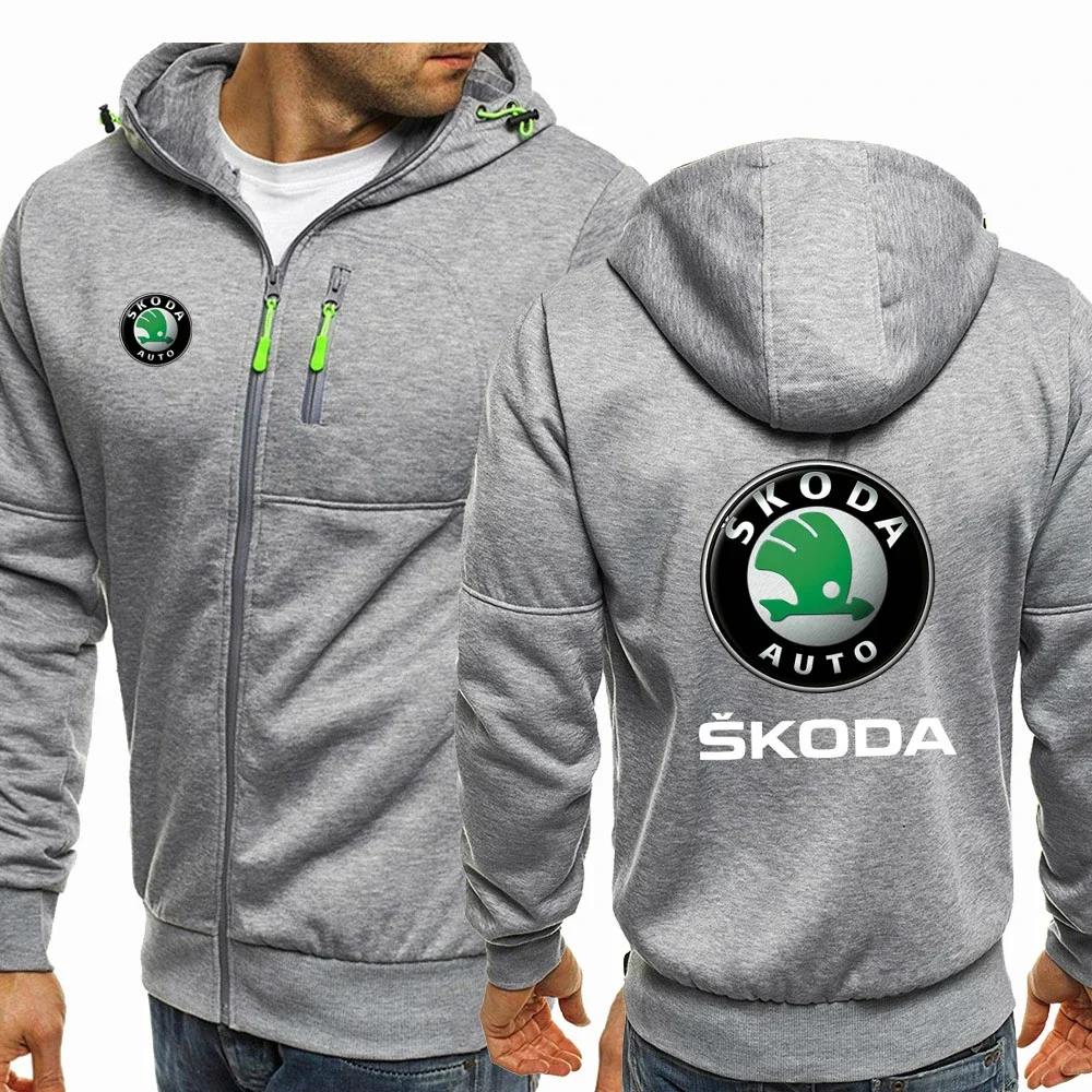 2023 New Spring Autumn Skoda Hoodied Men's Fashion Long Sleeve Zipper Cotton Hip-Hop Harajuku Hoody Casual Jacket