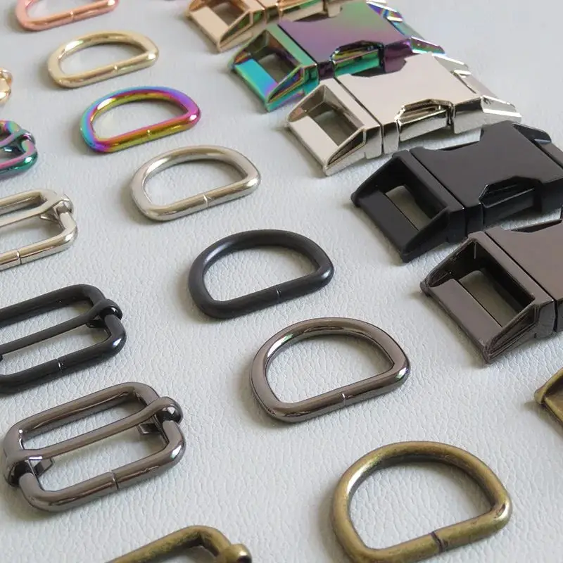 10Sets/Lot 20mm Pet Dog Collar Paracord Metal Buckle D Ring Snap Hook Adjuster Harness Straps Belt Loop Hardware DIY Accessory