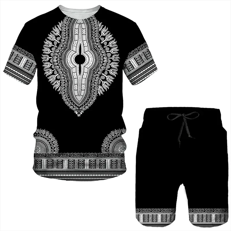 

2025 Summer African Tracksuits Men 3D Printing T-Shirts Shorts Sets Short Sleeve T-Shirt Pants Set Oversized Ropa Y2k Barata