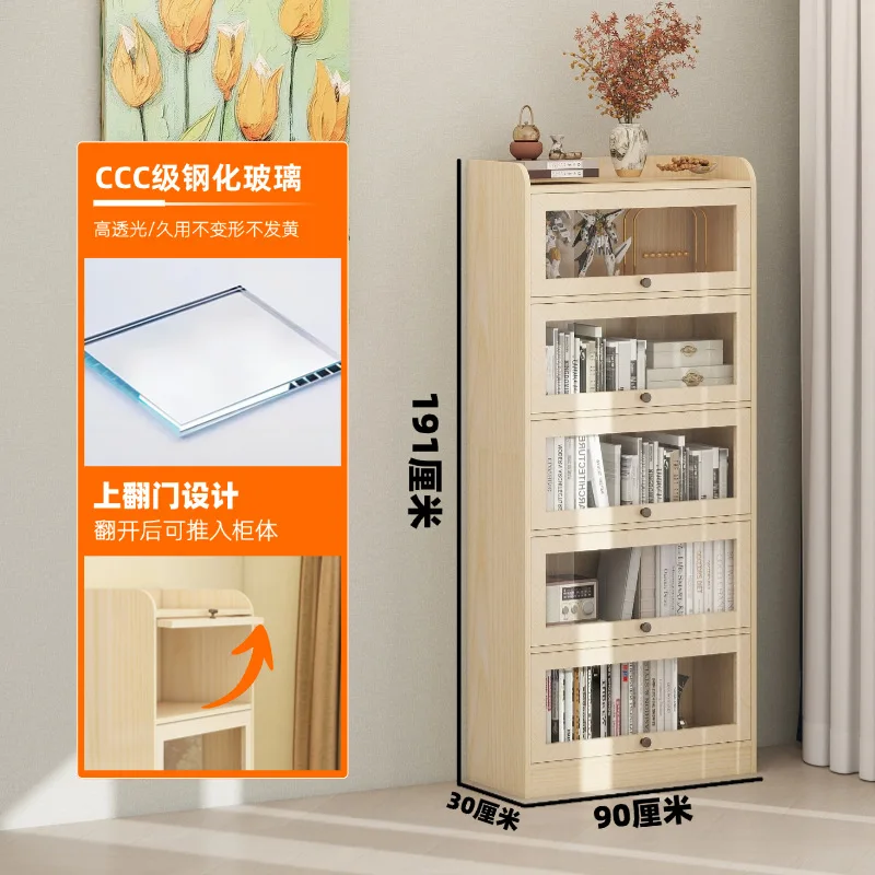 Vitrina de piso a techo contra la pared.