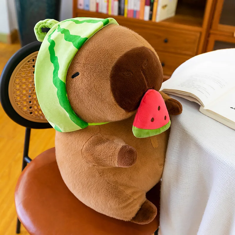 Urocza pluszowa kapibara, maskotka, poduszka w kształcie arbuza, słodka, brzydka, urocza świnka morska, prezent urodzinowy/świąteczny dla dzieci.
