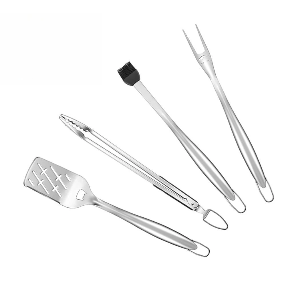 

Stainless Steel Grill Four-piece Grill Set Grill Tool Set Food Grade Outdoor Portable Outdoor Picnic Equipment