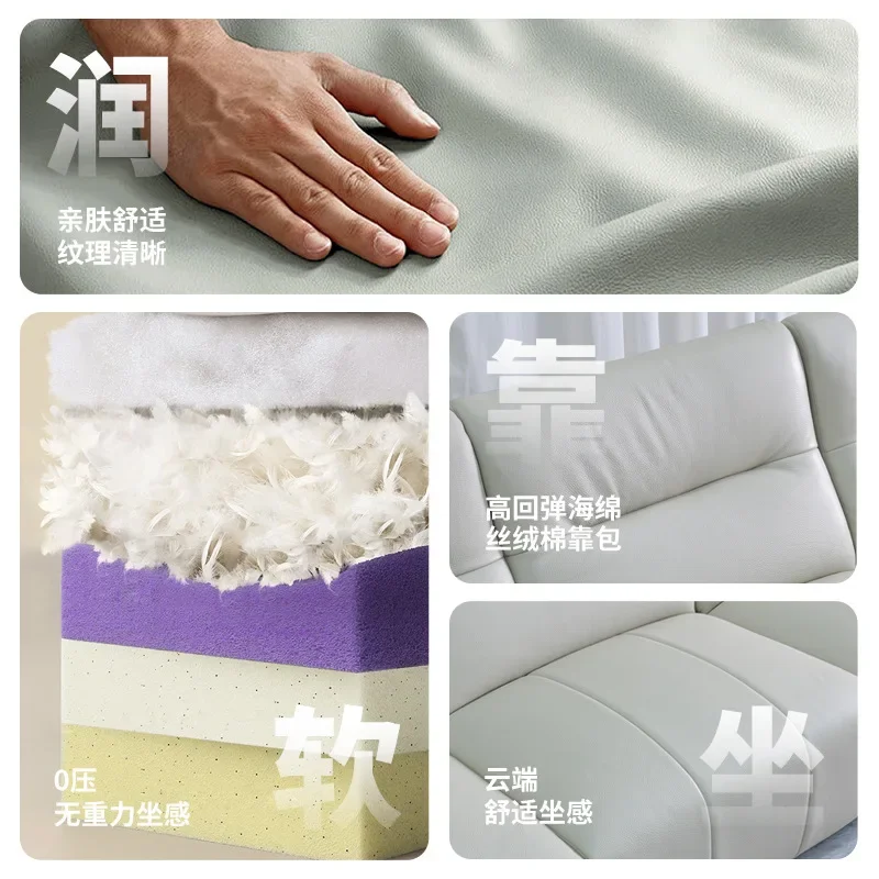 Moderne simple trois personnes rangée droite sable + riz blanc petit appartement crème