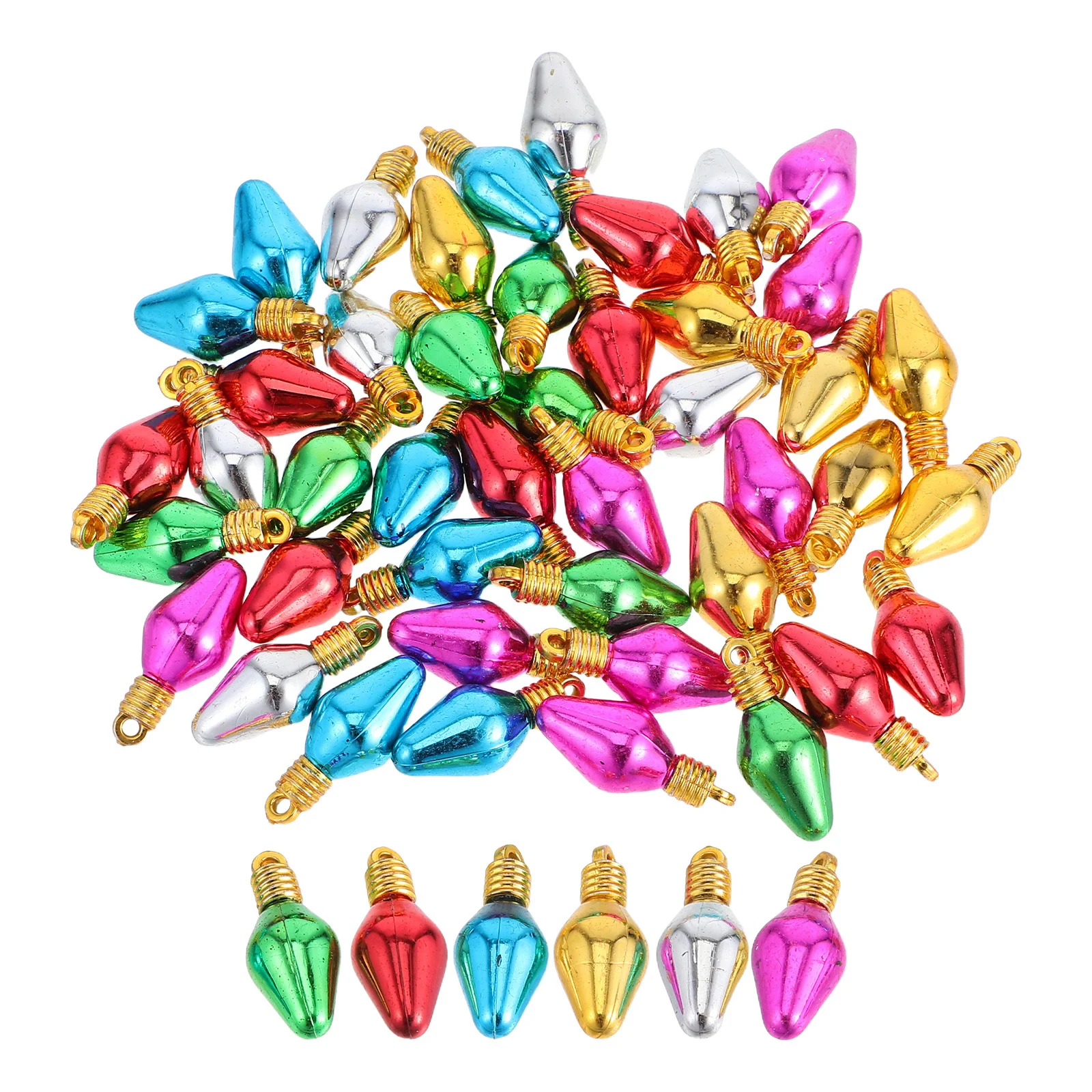 

50Pcs Christmas Decoration Light Beads Colorful Electroplated Mini Bulb Charms for Tree Garland Jewelry DIY Craft Projects