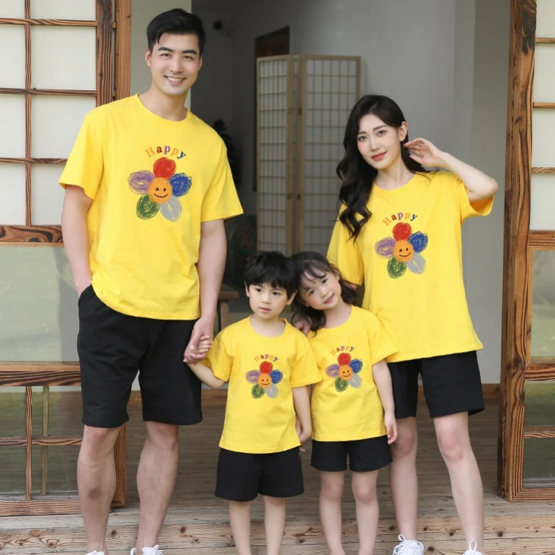 New Family Look 1Pc Cotton T-Shirt For Father And Son Mother And Daughter Sweat-absorbing And Breathable Matching Family Outfits