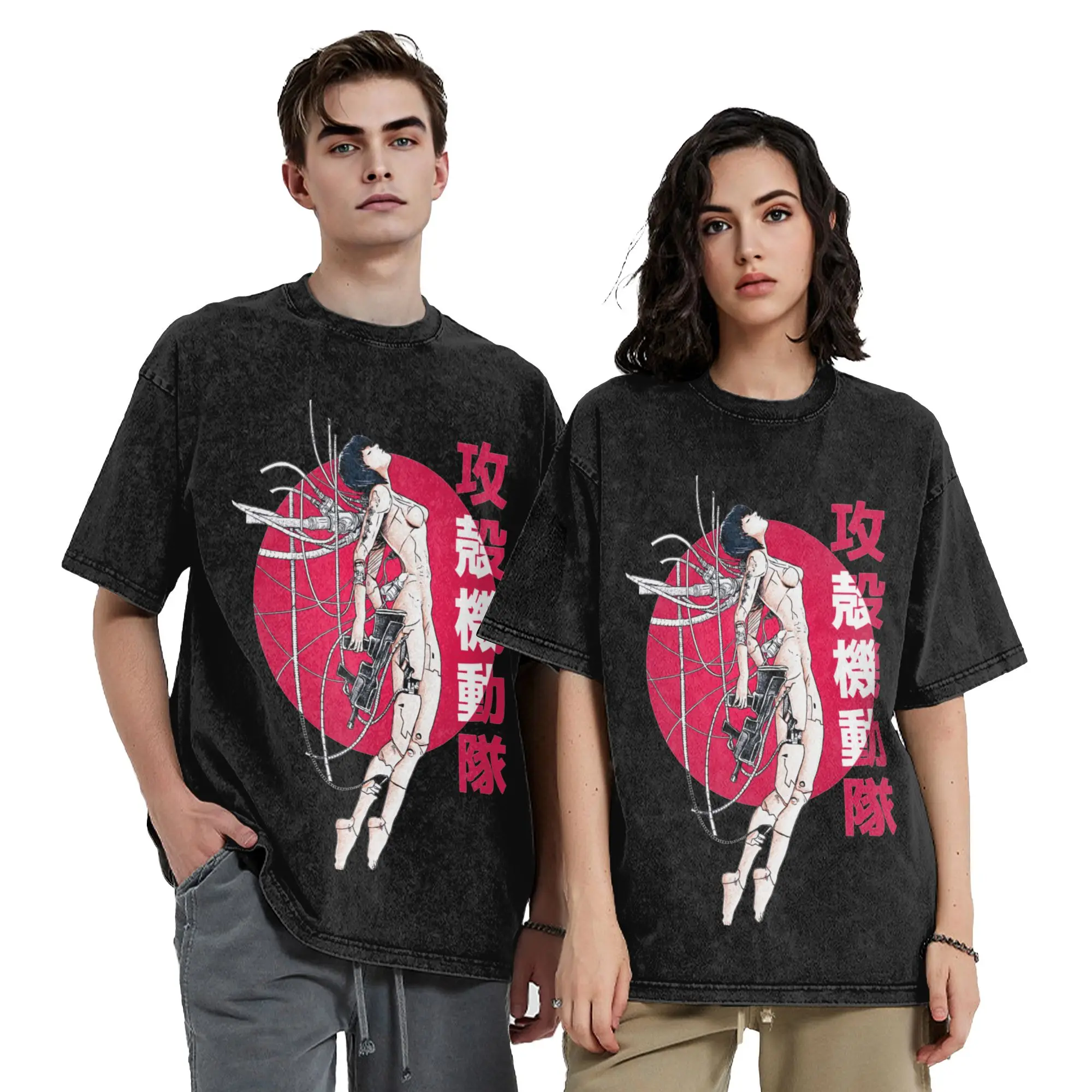 Ghost in the Shell - Sun Classic T-Shirt 4wjrr5idlrd Vintage Washed Tshirts Men 100%Cotton Clothing Priting  O-neck Short Sleeve