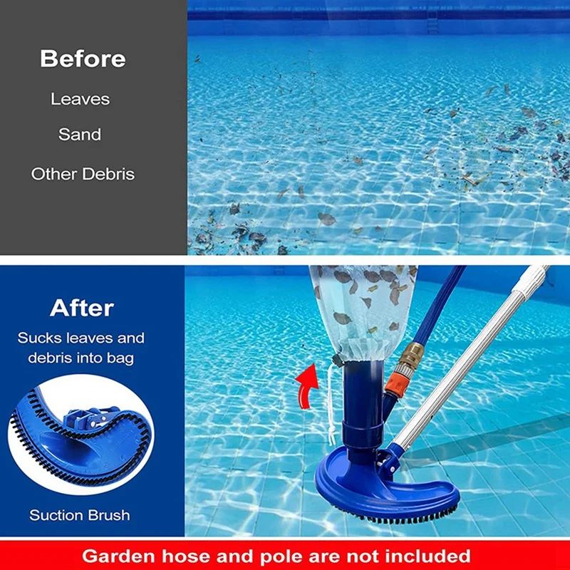 Portable Pool Vacuum For Above Ground Pool With Brushes And Bag, For Spa Hot Tub,Inflatable Pools&Fountains(US Standard)