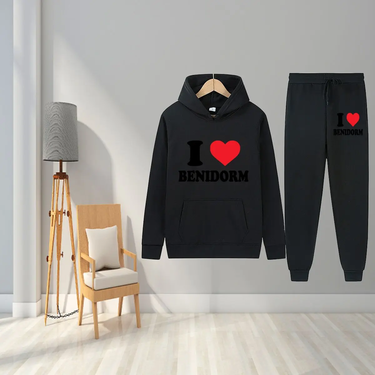 Benidorm Love Shines Travel Vibe 2025 ملابس رياضية رجالية جديدة مطبوعة بقلنسوة طقم مكون من قطعتين #3