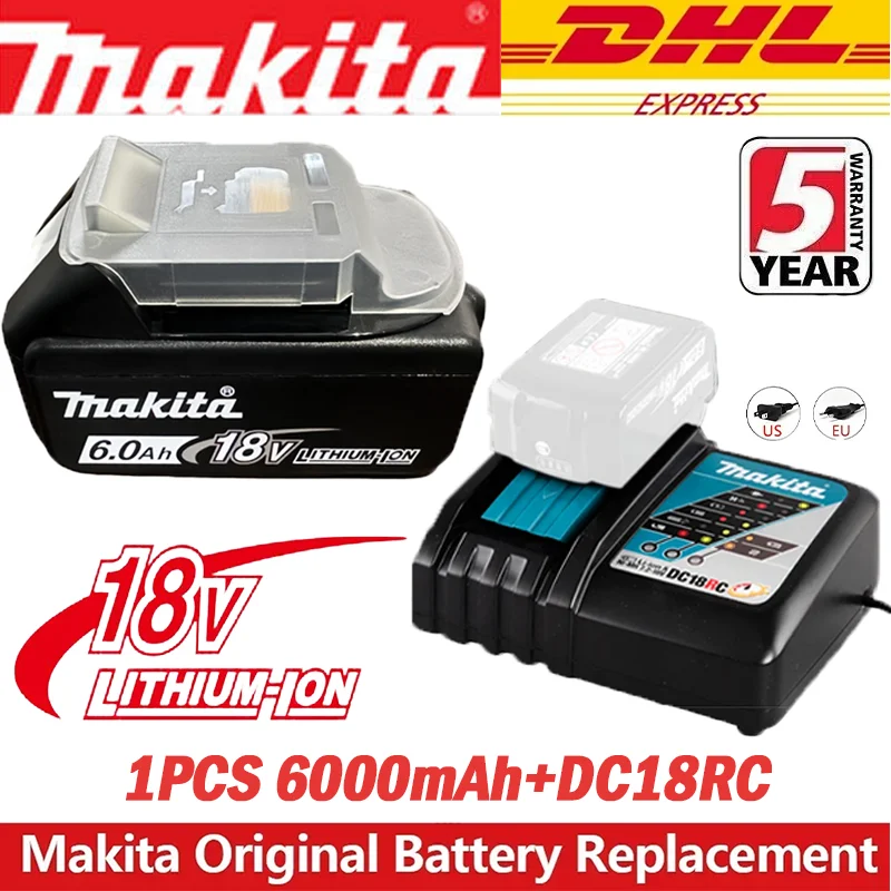 

Original GenuineMakita 18V 6.0Ah Rechargeable Lithium Battery for Makita 18V BL1860B BL1850B BL1840B BL1930B Power Tools
