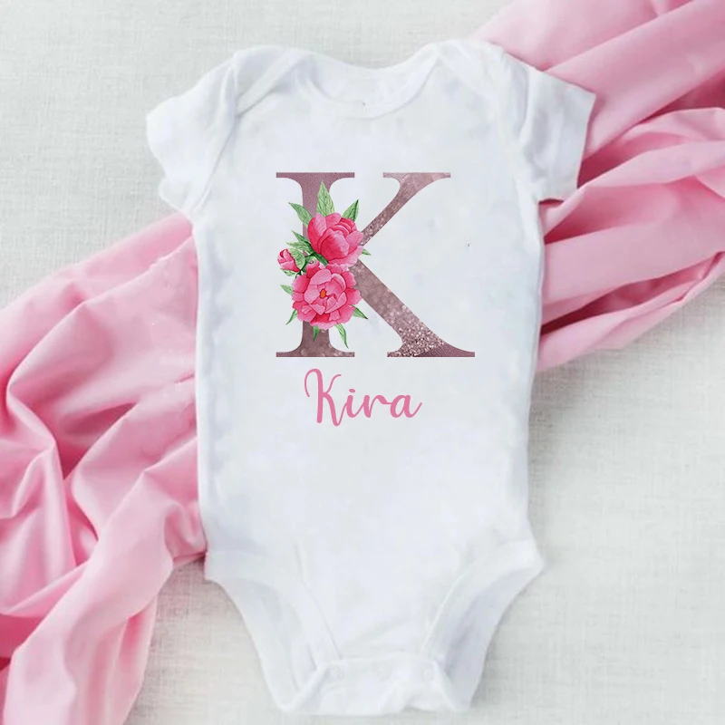 Mono personalizado con nombre de bebé, pelele con nombre de bebé para niña, regalo de Baby Shower para niña, traje bonito, ropa con inicial para niña