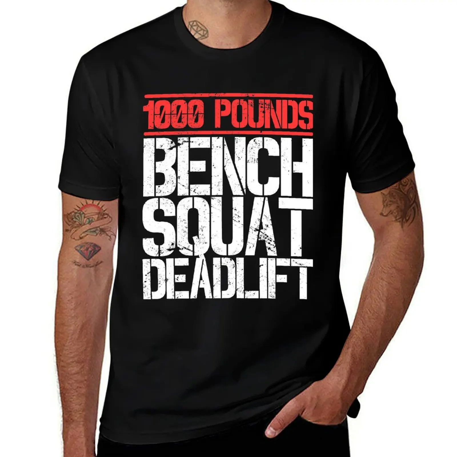 

1000 Pounds, Bench Squat Deadlift Powerlifter Club T-Shirt t shirt man plain t shirts cotton 100% man t shirt cotton T-shirt