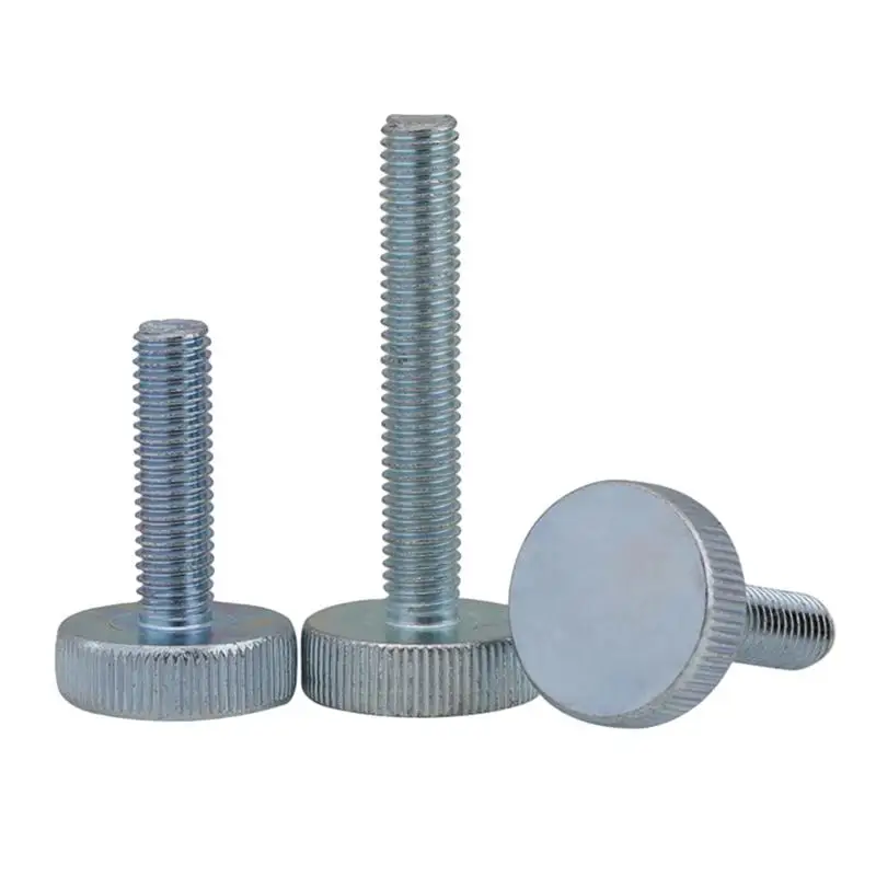 Оцинкованный винт из углеродистой стали с накаткой и плоской головкой M3-M10 GB835 с ручным затяжкой для стекла для штор DIN653