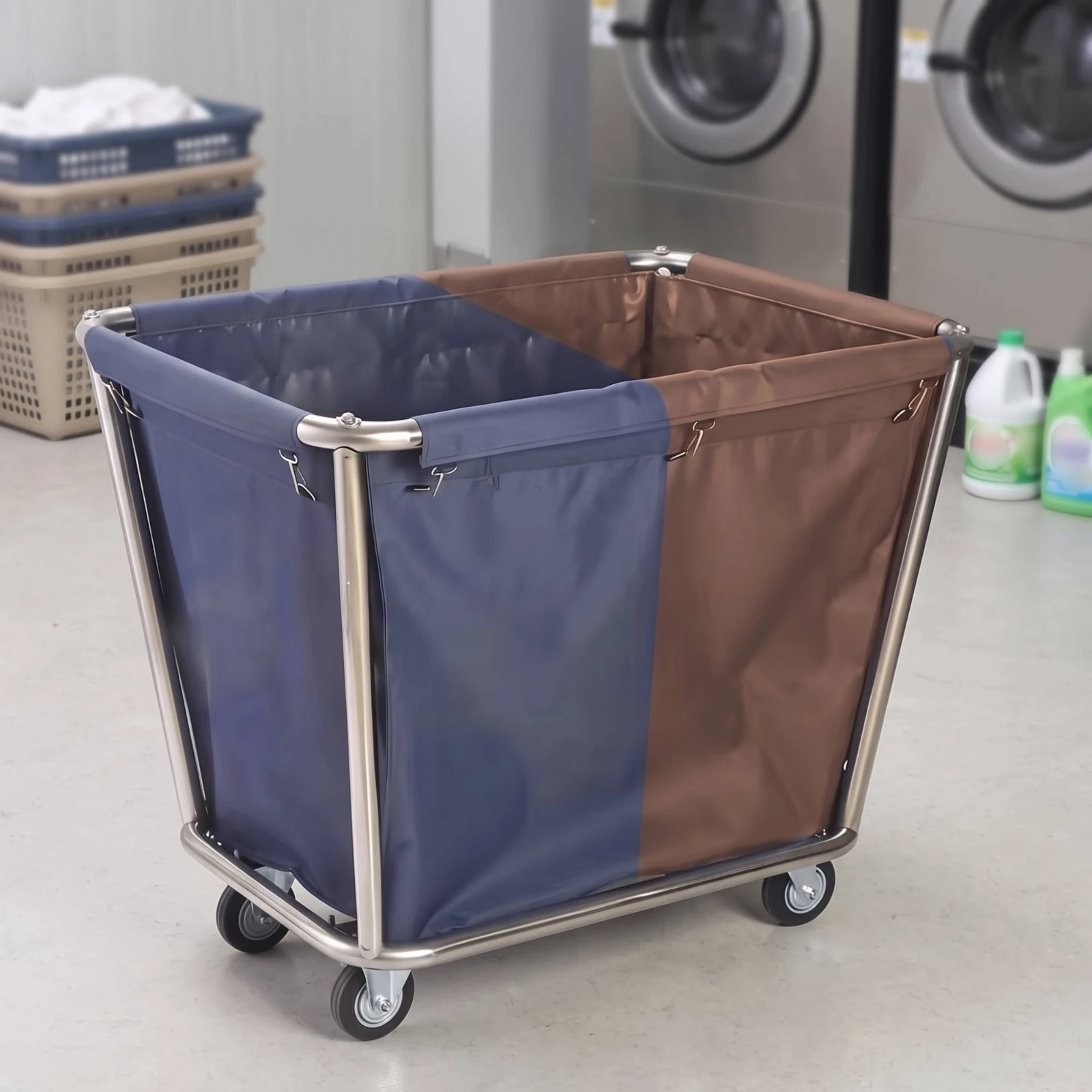divided-laundry-cart-stainless-steel-laundry-cart-with-wheels-removable-sturdy-for-cleaning-personnel-hotels